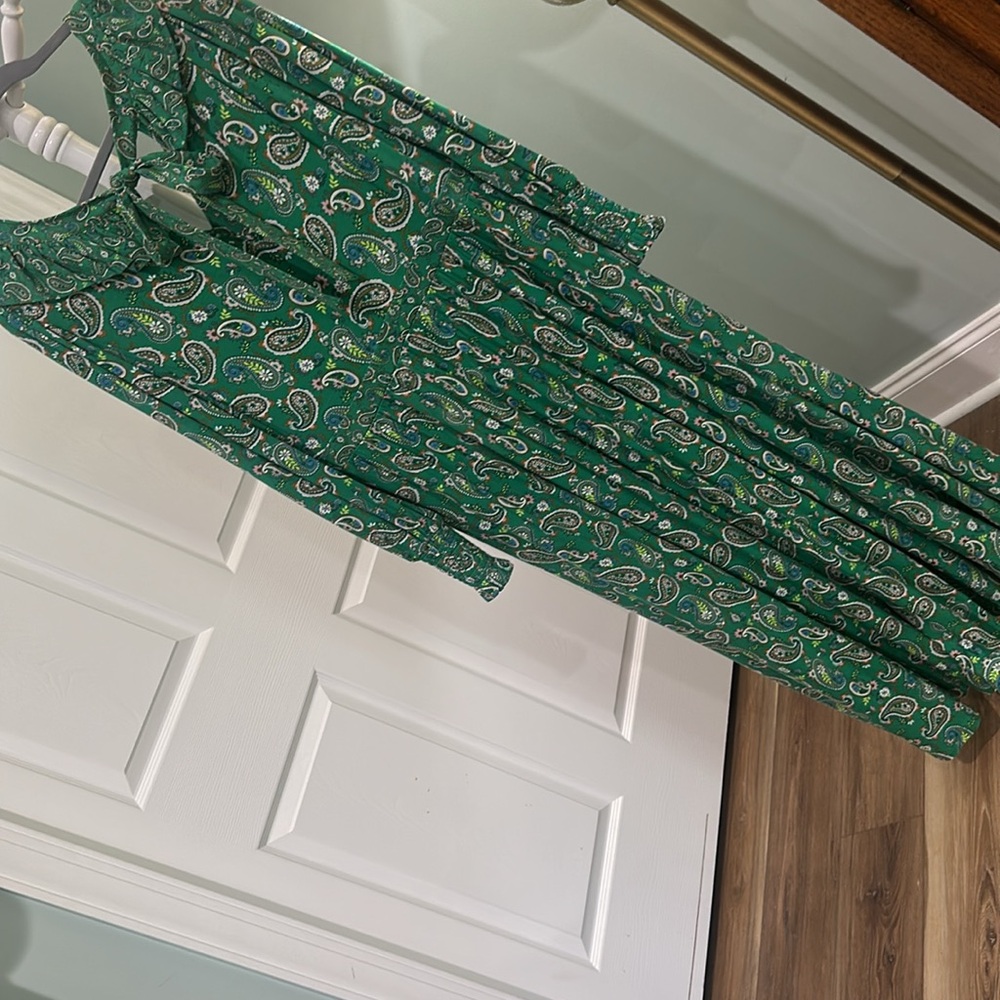 BODEN 14 large XL Gorgeous Green Paisley MAXI Dress Longsleeve - Picture 11 of 16